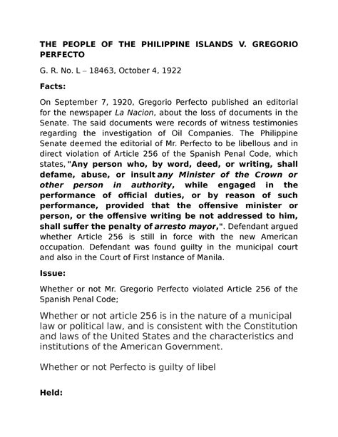 Case Digest: PEOPLE v. GREGORIO PERFECTO.